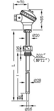 煙道、風道熱電偶